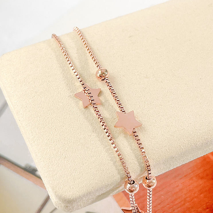 Light luxury retro titanium steel anklet women Summer Live rose gold niche anklet women do not fade wholesale