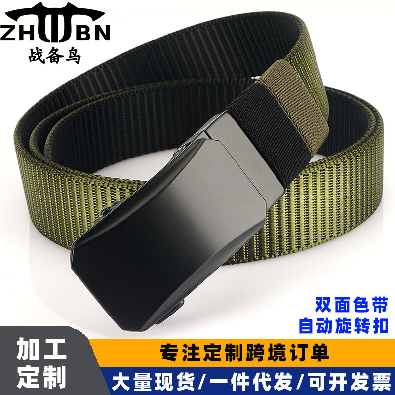 Nuevo 3,5 hebilla automática giratoria de doble cara de dos colores cinturón de nylon de los hombres simple cinturón de lona del todo fósforo cinturón de los pantalones