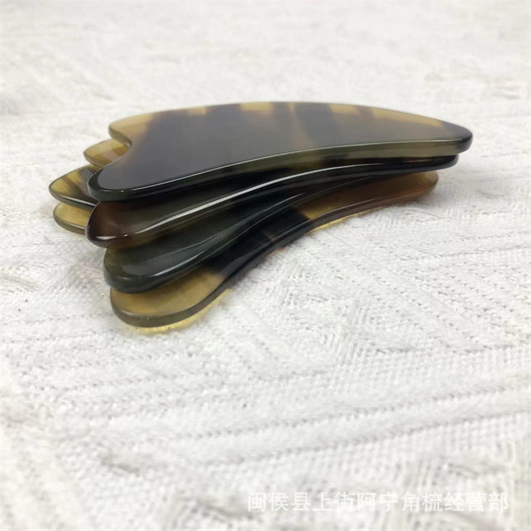 Horn Gua Sha Scraping Board Set Dolphin Heart Triangle Shapes Facial Massage Tool 9.5x5.5cm key features