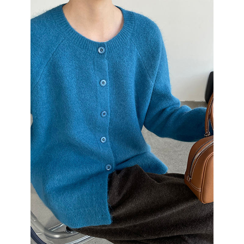 滔川高货！圆领兔毛毛衣外套女秋冬新款宽松高级感上衣MB829