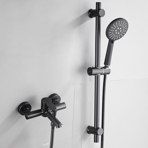 Stainless steel painted shower faucet household bathroom black hot and cold mixing valve triple bathtub shower faucet wholesale