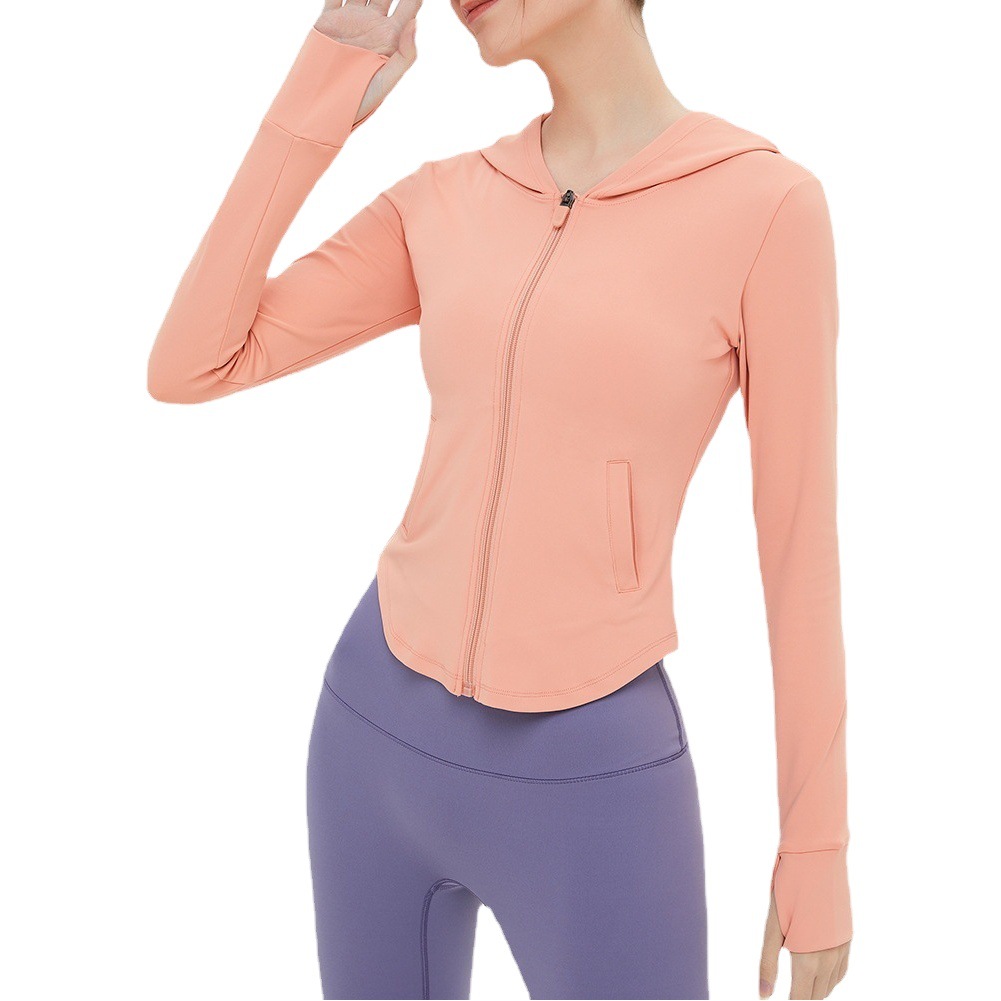 Chaqueta de yoga no reajustable ni intercambiable, top deportivo con capucha, chaqueta deportiva con cremallera en las mangas, ropa deportiva para mujer