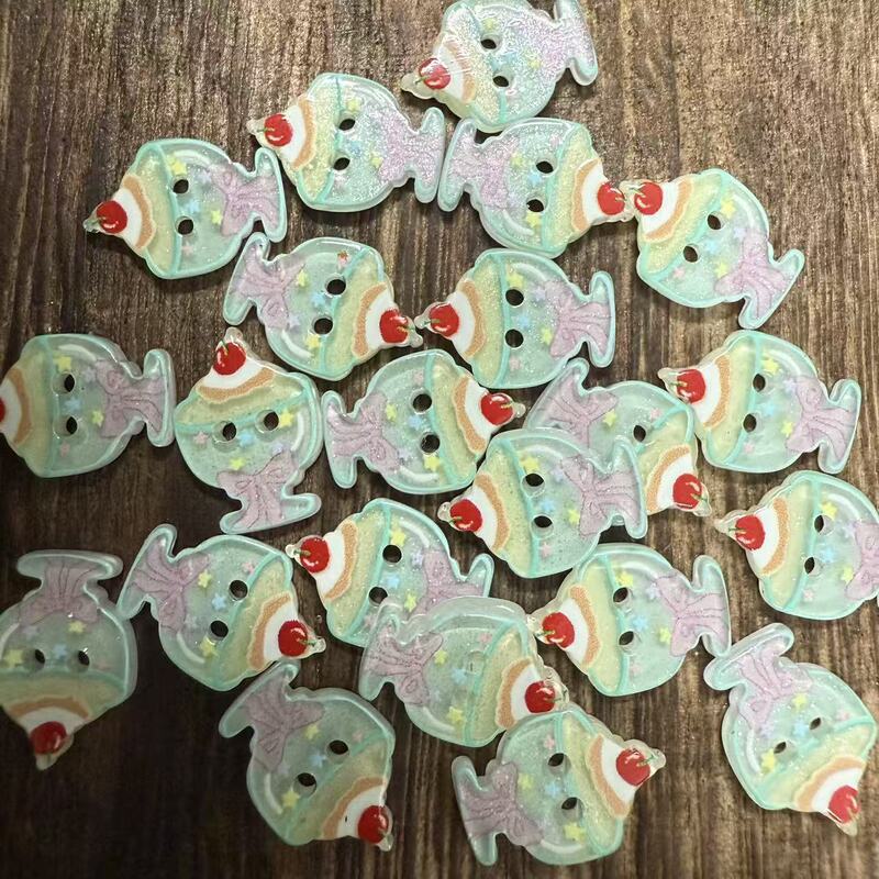 可爱银色细闪樱桃蝴蝶结蛋糕毛衣针织衫装饰扣幼儿手工粘画版|undefined
