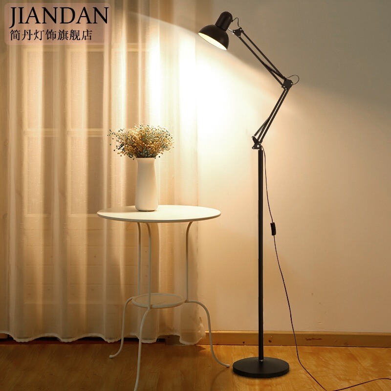Long Arm Foldableing Floor Lamp Simple Led Fishing Lamp Remote Control Creative Scandinavian Living Room Bedroom Study Vertical Table Lamp