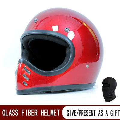 Full-Face Helmet, Motosiklet kaskı (dəbilqə) - fiberglass-red-m
