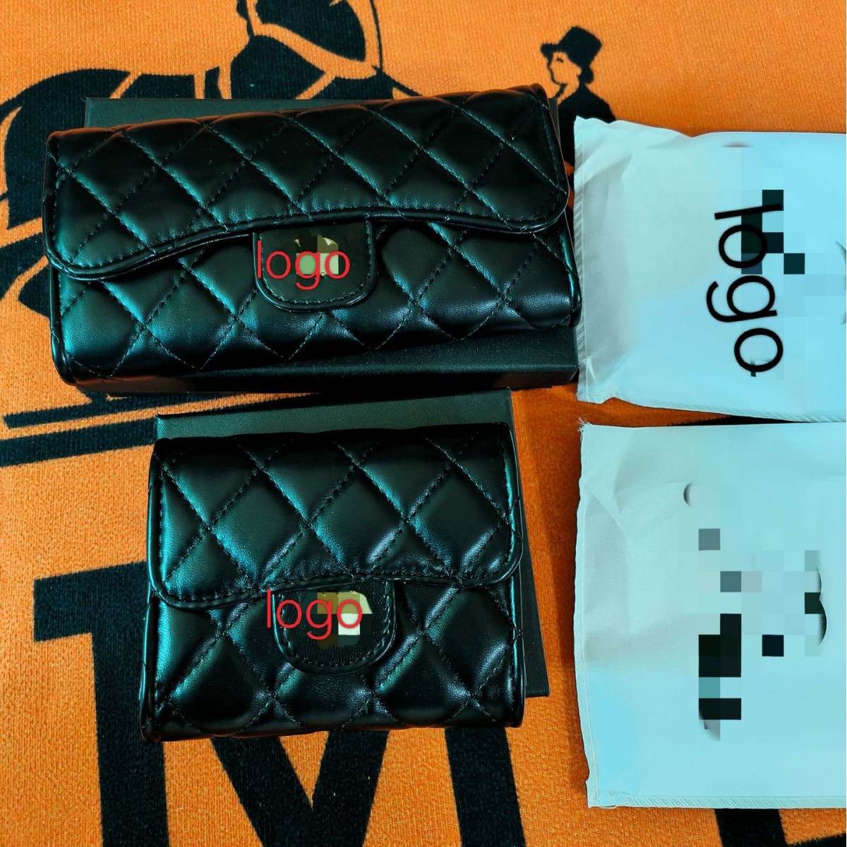 轻奢新款绣线菱格小香风翻盖钱包女手拿百搭高级手机零钱包配盒子