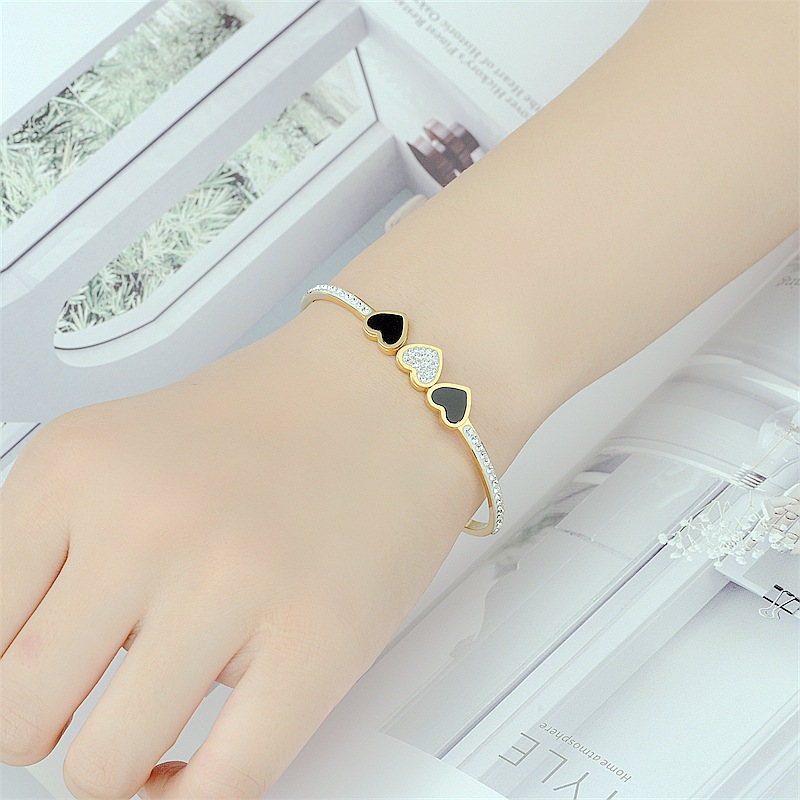 Mode Forme De Cœur Acier Au Titane Strass Bracelet display picture 1