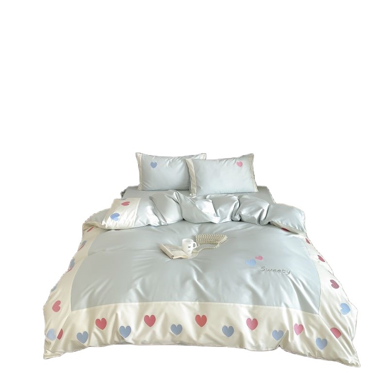 Parure de lit brodée en pur coton ensemble housse de couette_voghion.com