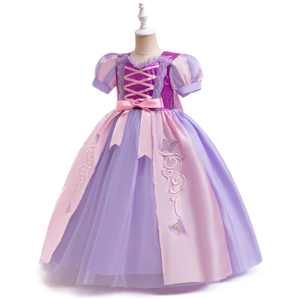 Nuevo vestido de princesa de niña transfronteriza vestido de belleza durmiente vestido de ropa infantil vestido de manga de burbuja vestido de malla vestido de princesa
