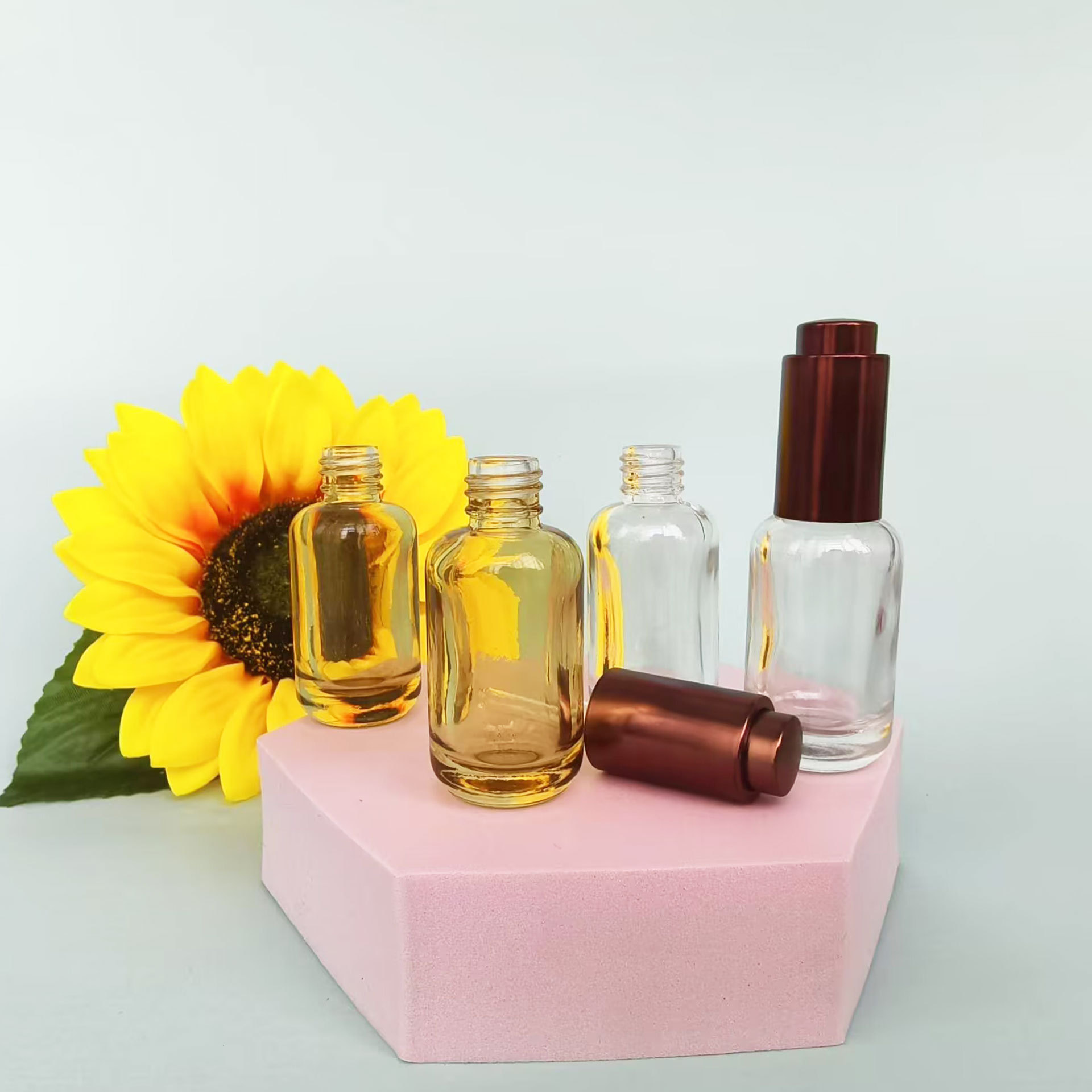 8ml10ml小样直圆玻璃滴管按压盖精华精油分装瓶子