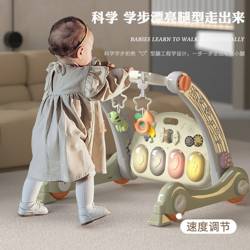 Baby and Toddler Foot Piano Multi-functional Fitness Frame Baby Foot Music Toy Two-in-One Walk Trainer Push Cart