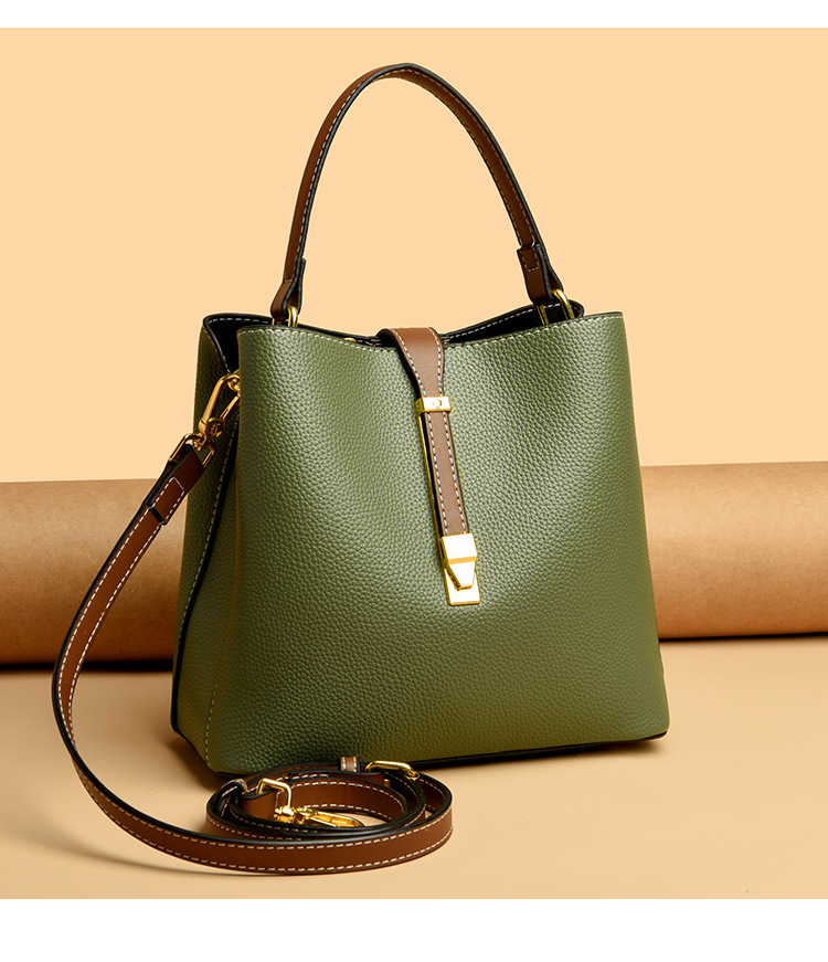 Live-Streaming minimalistisches Modedesign Eimer weiches Leder große Kapazität einzelne Schulter tragen Crossbody Mama Tasche_voghion.com