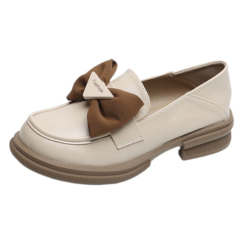 2023 Новые весенне-осенние однослойные туфли на мягкой подошве, женские лоферы на толстой подошве в стиле ретро с бантом, маленькие кожаные туфли в британском стиле, женские туфли на толстом каблуке