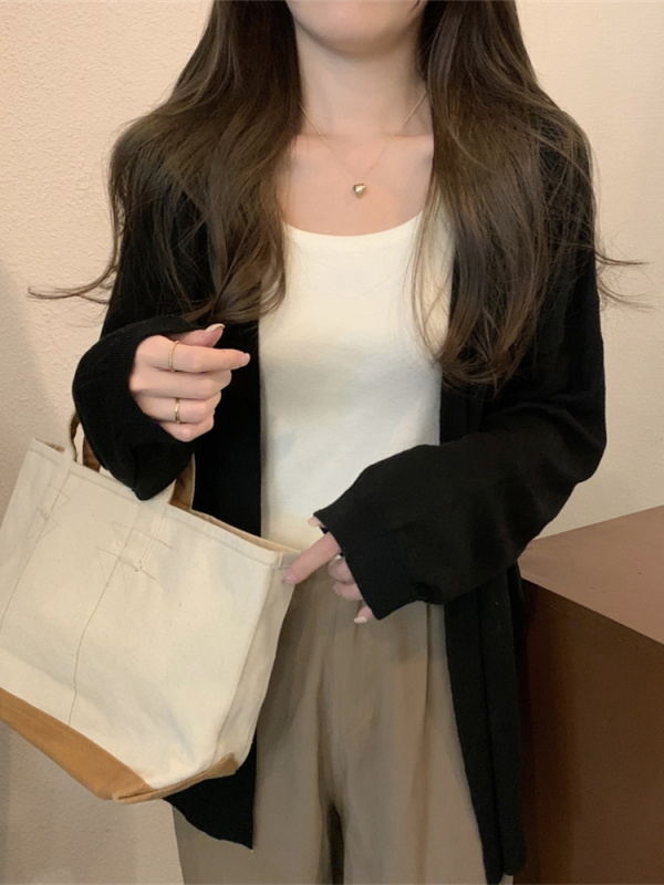 早秋薄款外套女装2025新款松弛感慵懒风宽松外搭针织开衫上衣|undefined
