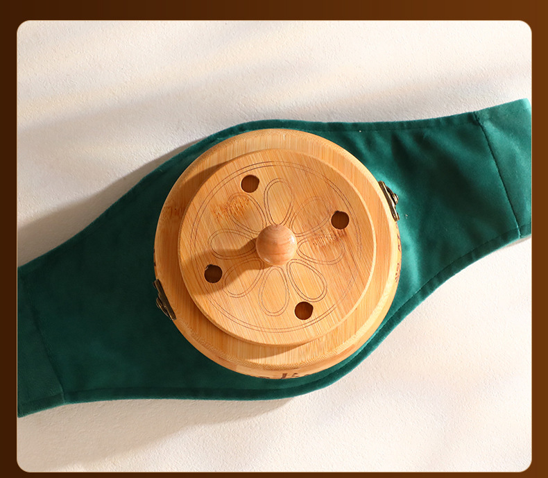 Wooden Moxa Box Portable Moxibustion Warmer for Home Body and Abdominal Heat Therapy with Moxa Stick Holder in use