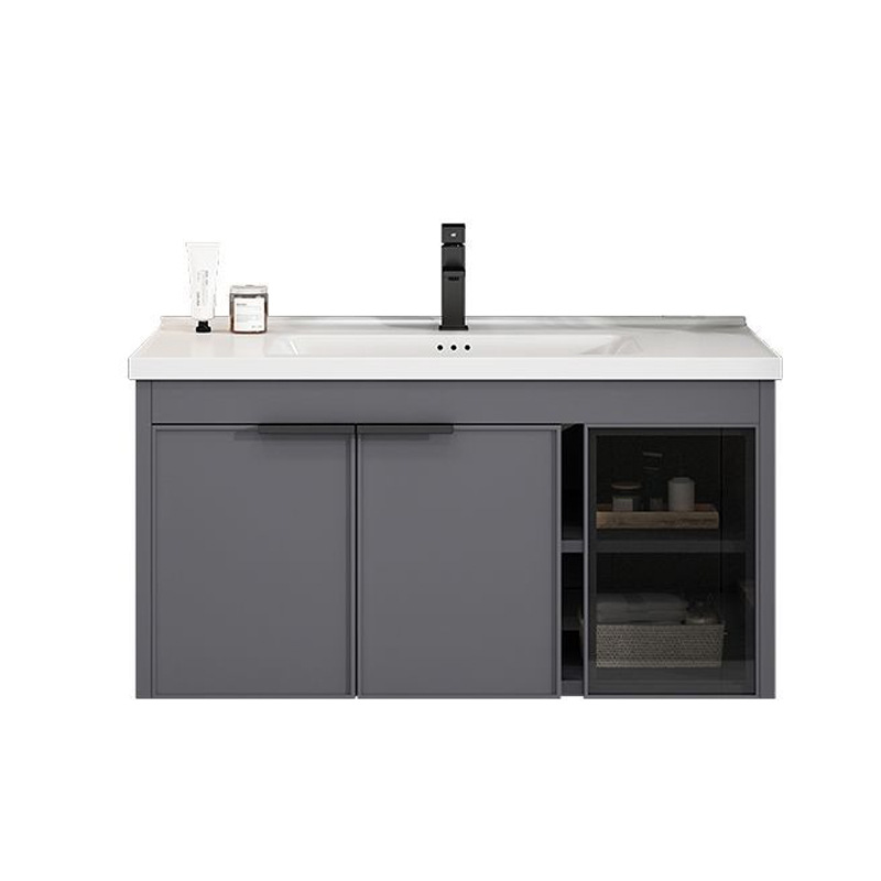 Espacio gris gabinete de baño de aluminio inodoro lavabo de cerámica integral lavabo lavabo lavabo tablero de roca de cerámica