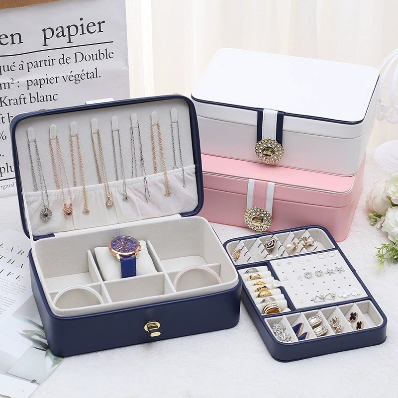 Large Capacity PU Storage Jewelry Earrings Earrings Jewelry Box Multi-layer Large Ring Stall Display Jewelry Box Multi-function