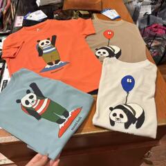 【現品】25高定美山キャンプガソリンボールパンダ柄速乾性生地子供親子半袖tシャツ