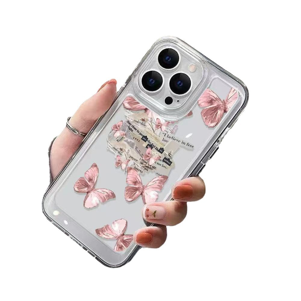 Super hada rosa mariposa para iphone16promax funda para teléfono móvil transparente Apple 15 anti-caída 14pro1 3/12
