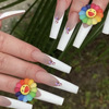 Rainbow fake nails solar-powered, nail stickers, ready-made product, french style, wholesale