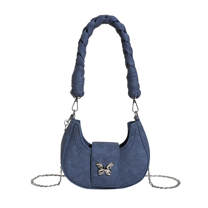 Populárna rifľová módna retiazková malá kabelka pre ženy 2023 nová tkaná kabelka cez rameno s popruhom do podpazušia, malá štvorcová kabelka v západnom štýle_voghion.com