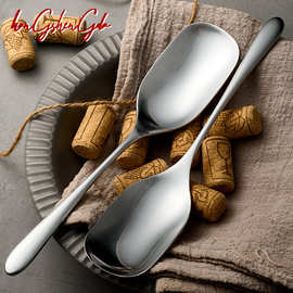 304不锈钢实心厚料芒果型公用勺子酒店餐厅大公勺食堂分餐勺大号