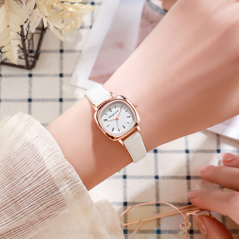 2023 Xinsen reloj pequeño fresco artístico femenino estudiante cuadrado simple reloj de mujer retro cinturón pequeño reloj cuadrado image 6