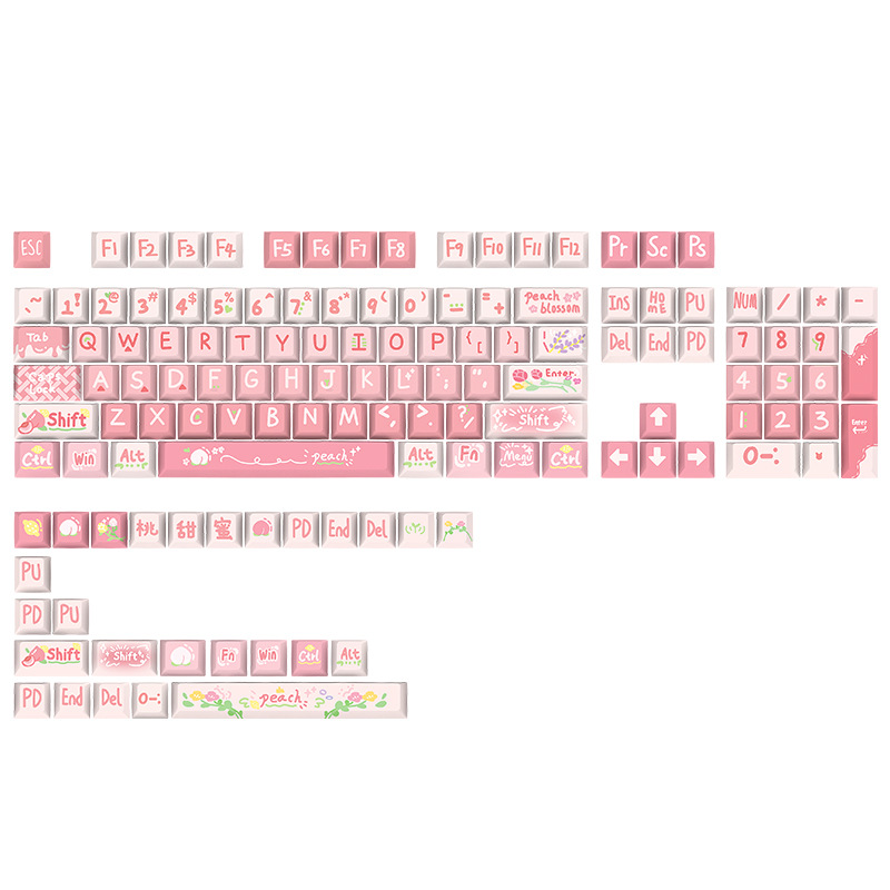 Mechanical Keyboard Pbt Customised Keycaps Pink Peach Design_voghion.com