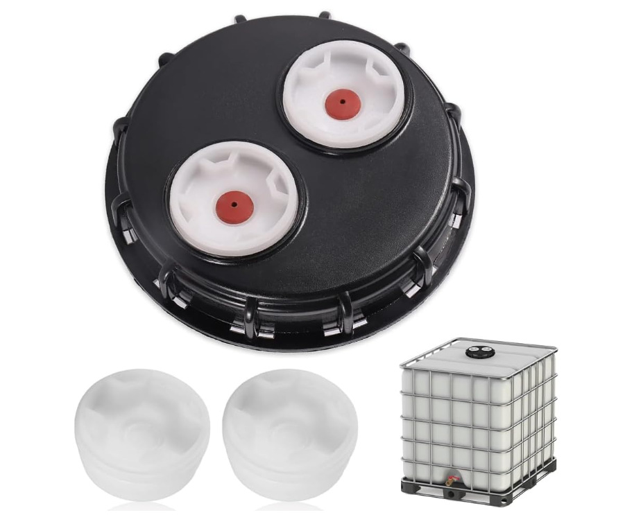 IBC Piezas de barril de tonelada Cubierta de barril de tonelada 16,3 cm con ventilación Cubierta de barril químico Cubierta de barril de tonelada Cubierta de plástico Cubierta de doble orificio DN150