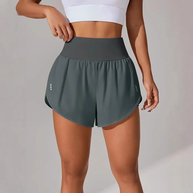 High Waist Sports Pants New Yoga Pants Women's Quick-drying Fake Two-piece Breathable Slim-fit Elastic Anti-running Light Sports Shorts for Women