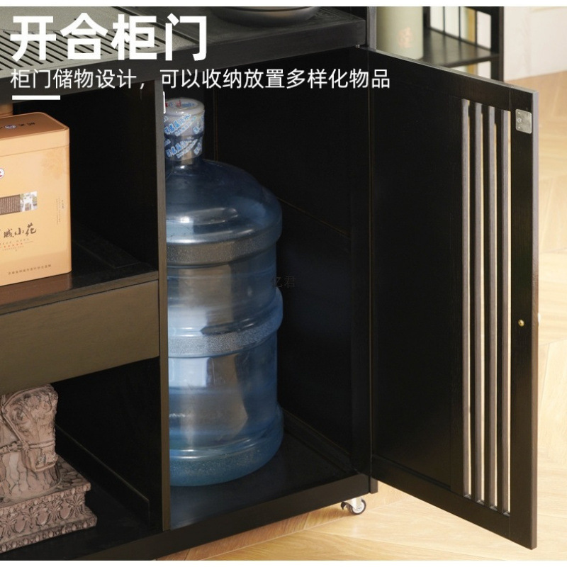 移动小茶桌家用茶台实木茶车烧水壶一体茶水柜带轮茶边几功夫茶盘|undefined