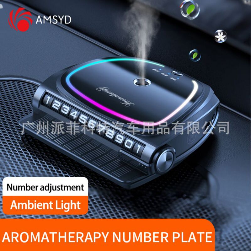 Car solar aromatherapy air freshener smart spray USB charging perfume diffuser for parking license plate