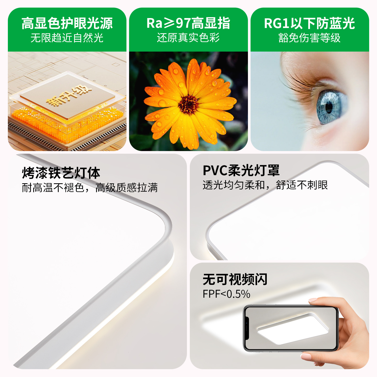 Luz de techo de sala de estar de espectro completo moderna simple brillante led protector de ojos de alto nivel rectangular lámpara Zhongshan L263