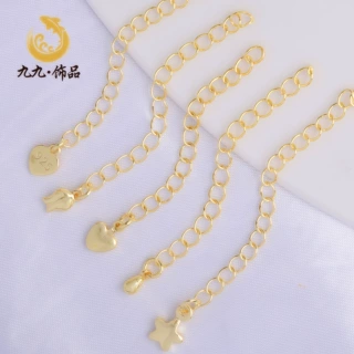 14k金色高保色尾链延长链 水滴爱心素链diy手链项链收尾加长配件