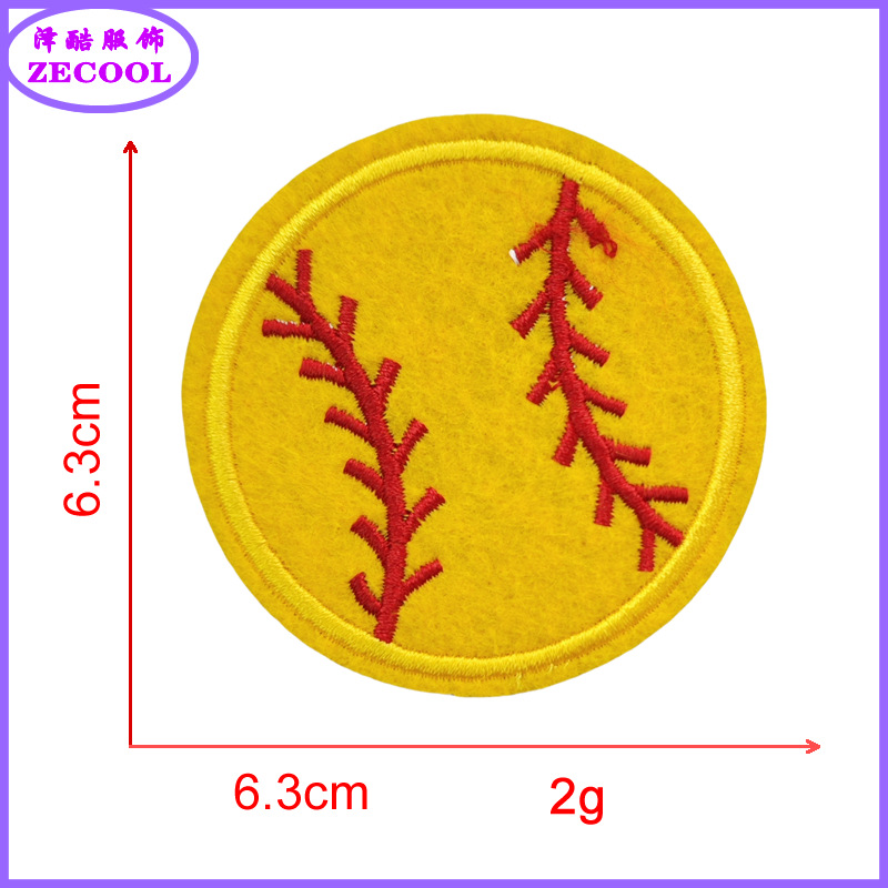 펠트 바닥 * 노란색 * 소프트볼 SOFTBALL * 높이 6.5cm * 자수