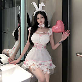 情趣内衣性感粉色奶牛制服套装兔女郎女仆角色扮演睡衣5688