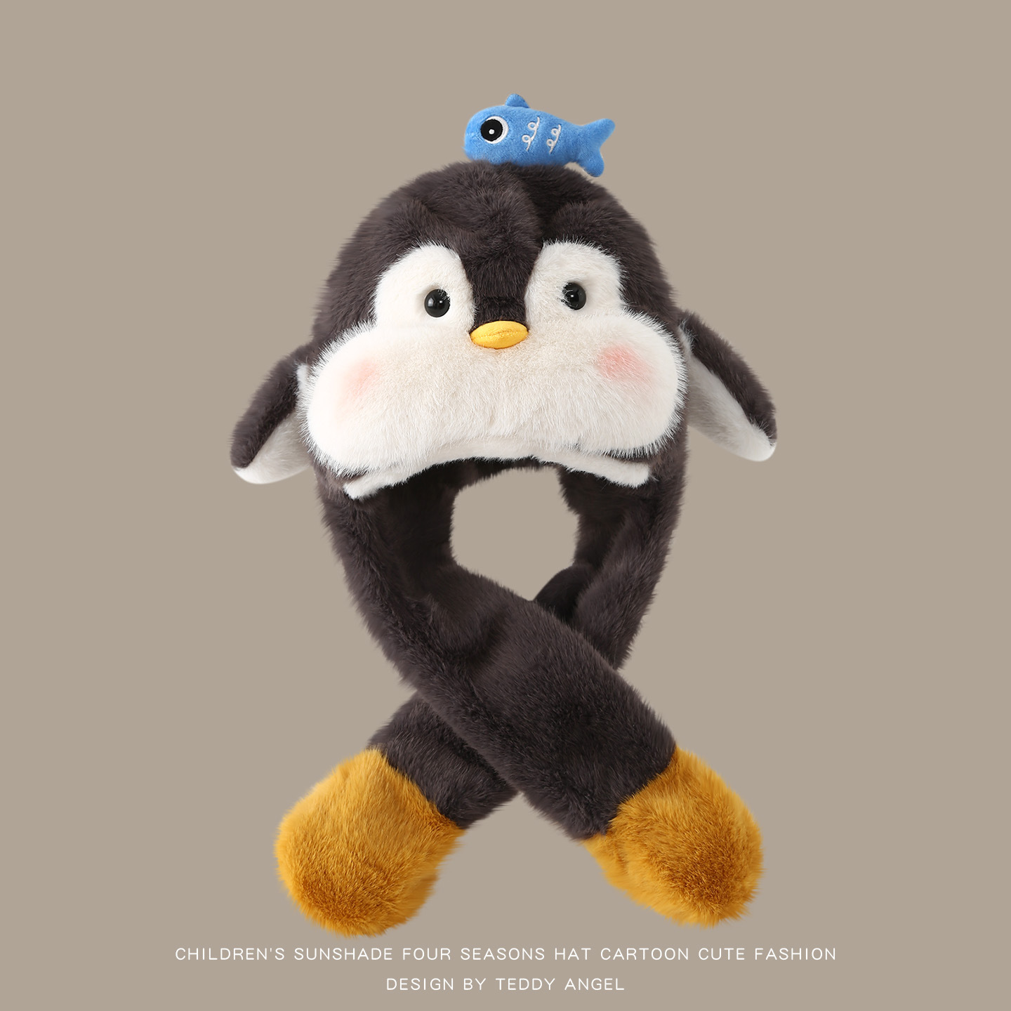 Sombrero y bufandas para niños, un conjunto de dos piezas de orejas para bebés de otoño y invierno, sombrero de peluche caliente y grueso. image 7