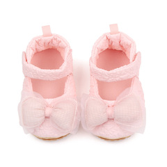Direct Manufacturer Sales 2023 Spring New Pressed Flower Butterfly Knot Princess Shoes Baby Single Shoes Learning to Walk Shoes BHM3079