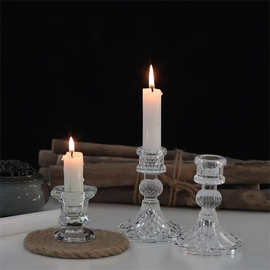 欧式简约ins玻璃烛台家用杆蜡底座浪漫餐桌蜡烛台创意家居装饰品
