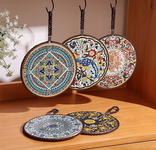 Creative Bohemian Insulation Mat, Anti-Scalding Dinner Plate Mat, High Temperature Resistant Casserole Mat, Accessible Luxury Ceramic Dining Table Mat, Bowl Coaster