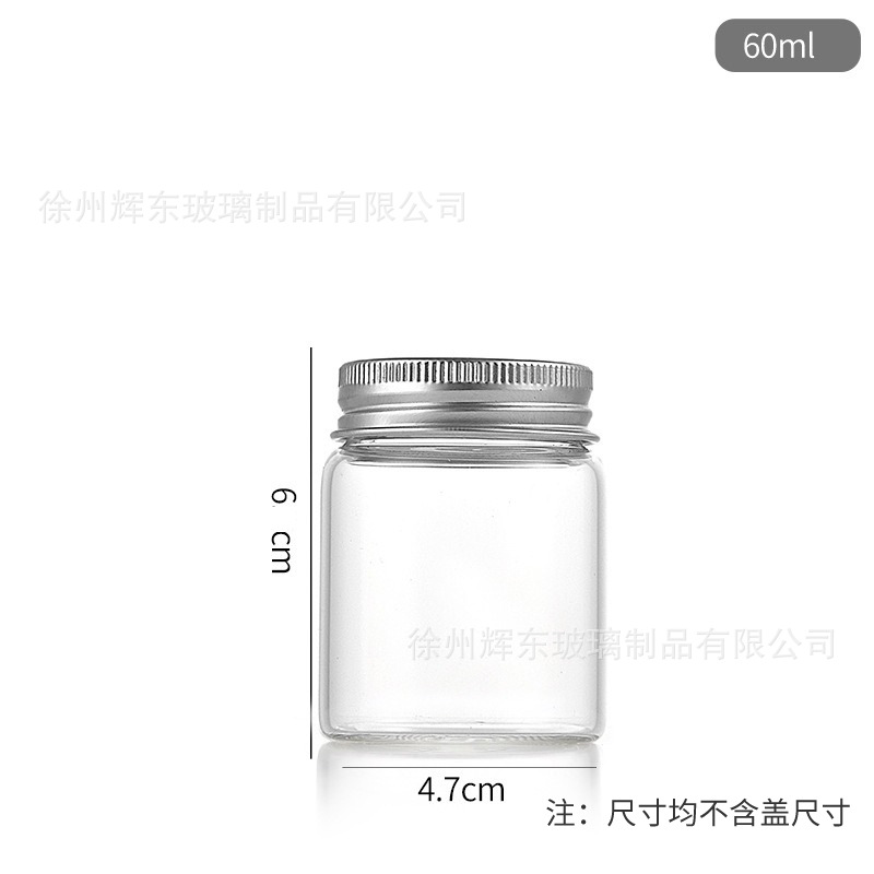 alto diámetro de botella de reactivo de borosilicato de 47 mm botella de tubo de aluminio de plata tapa de tornillo botella de deseo transparente botella de bordado tapa flotante botella
