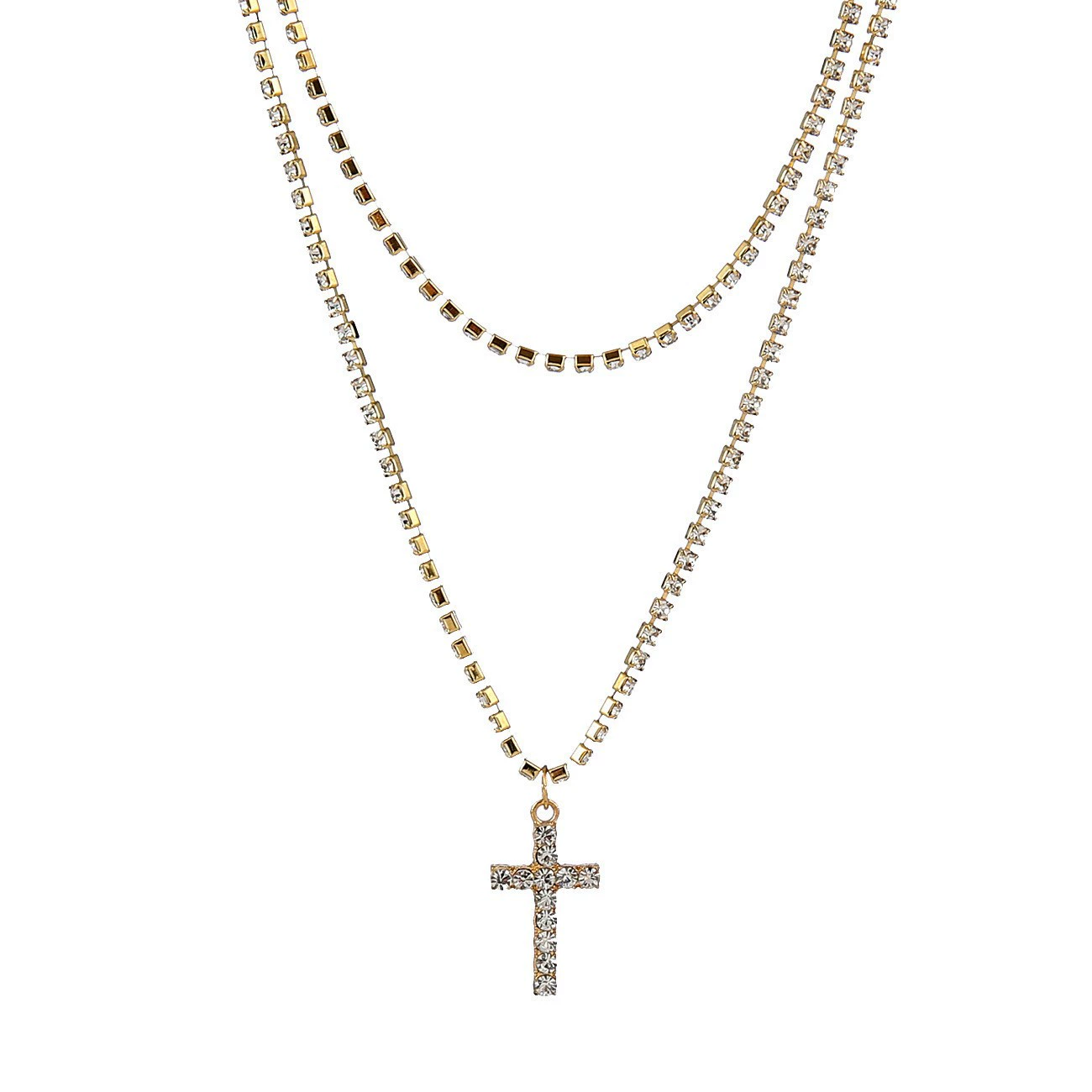 Европейские и американские трансграничные ювелирные изделия, простая геометрическая цепочка, ожерелье для женщин, креативный дизайн, ожерелье с бриллиантовым крестом