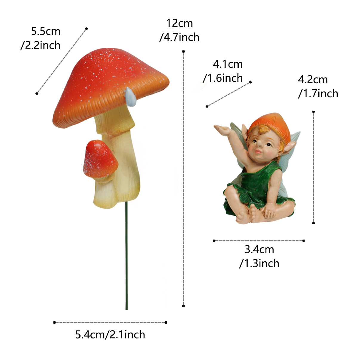 Creative Cute Garden Balcony Lawn Mushroom Doll Set Two Home Decorations Potted Fleshy Decorations Plug-in