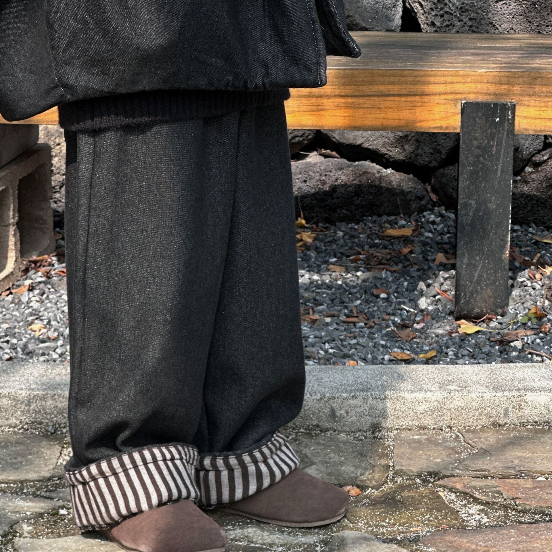 tairu 2024 winter new children‘s western style straight velvet jeans boys korean style thick trousers fashion