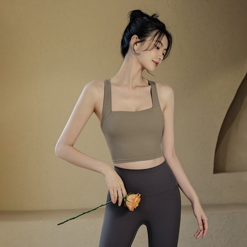 Sports bra women's cross back beauty running training shock-proof yoga clothing vest breast reduction fitness push-up bra summer