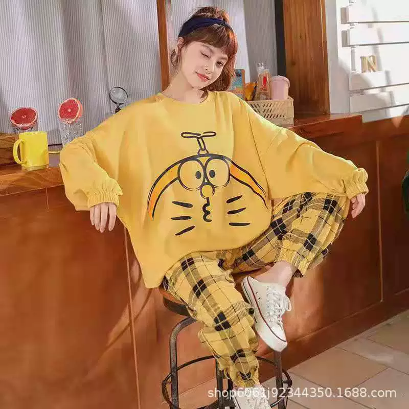 Пижамный комплект с длинными рукавами, полупрозний сезон, коллекция 2021, различные принты, размеры M–3XL