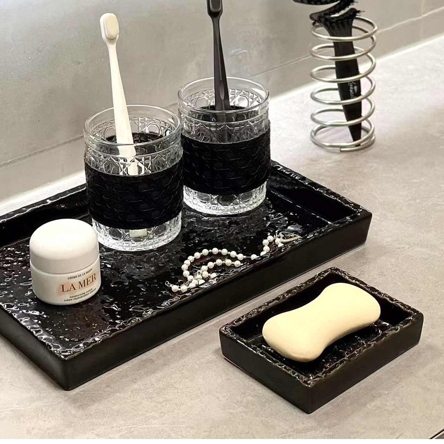 Juego de Accesorios para Baño de Cerámica con Efecto Piedra para Baño y Hotel