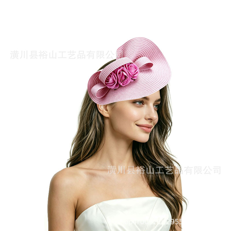 Exaggerated floral hats and headwear in European and American style, bridal headpieces, fashionable matching hats and hair accessories for horse racing events, balls, and banquets