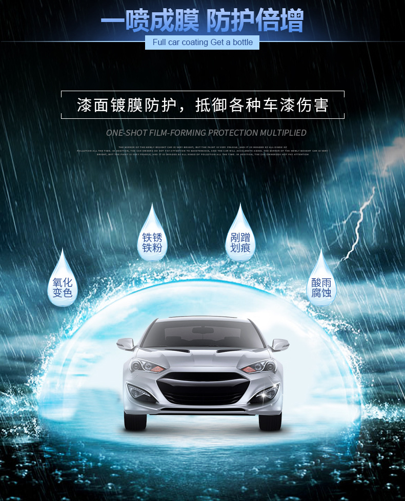 Factory Direct Sales of Nano Crystal Coating Agent, Powerful Water Repellent, Brightening Car Paint, Sun Protection, Anti-Fouling Maintenance, One Spray, One Wipe