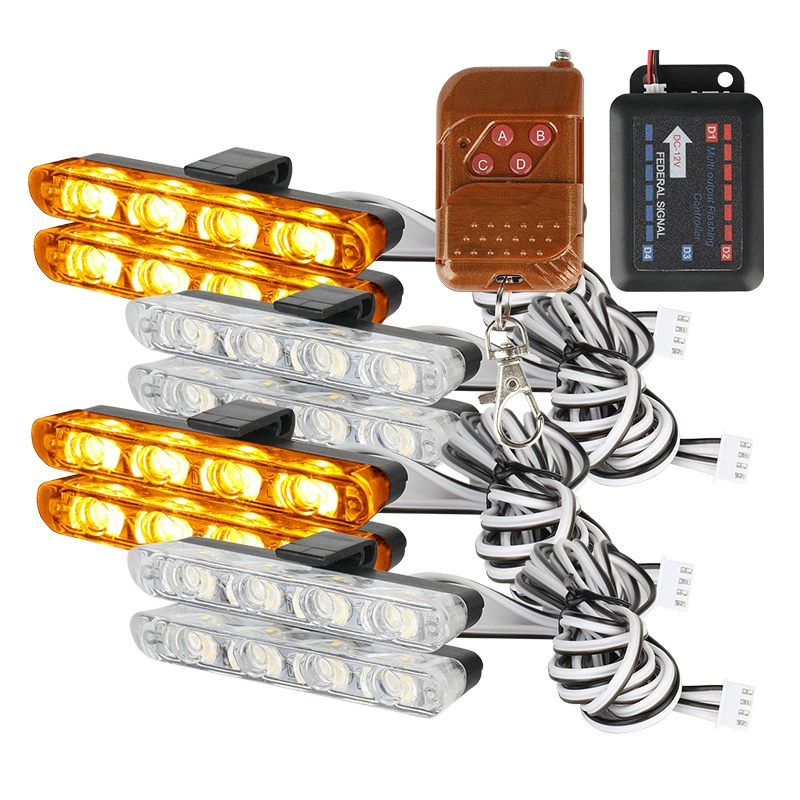 Эксклюзивная поставка для трансграничной торговли: Беспроводной пульт дистанционного управления, 32 светодиода, стробоскоп для решетки радиатора автомобиля, крепление-клипса, мигающий сигнальный фонарь